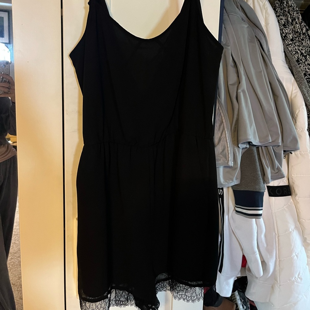 BCBG Black Lace Trim Romper